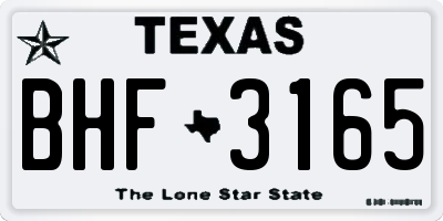 TX license plate BHF3165