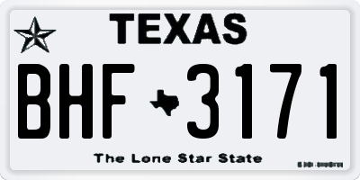 TX license plate BHF3171
