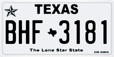 TX license plate BHF3181
