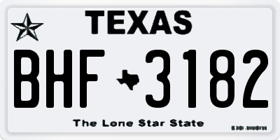 TX license plate BHF3182