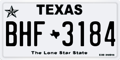 TX license plate BHF3184