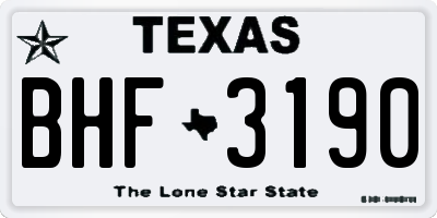 TX license plate BHF3190