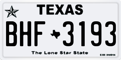 TX license plate BHF3193