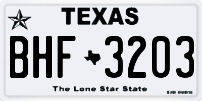 TX license plate BHF3203