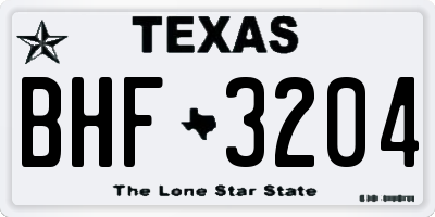 TX license plate BHF3204