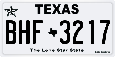 TX license plate BHF3217