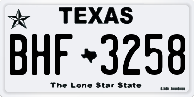 TX license plate BHF3258