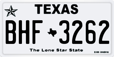 TX license plate BHF3262