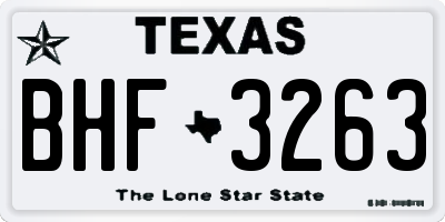 TX license plate BHF3263