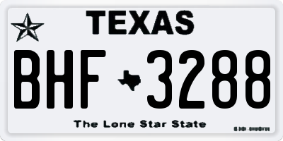 TX license plate BHF3288