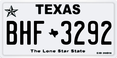 TX license plate BHF3292