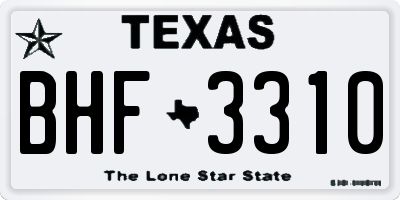 TX license plate BHF3310