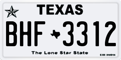 TX license plate BHF3312