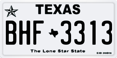 TX license plate BHF3313