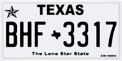 TX license plate BHF3317