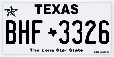 TX license plate BHF3326