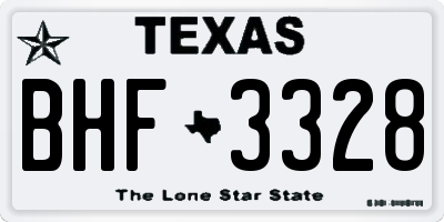 TX license plate BHF3328