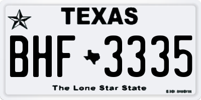 TX license plate BHF3335