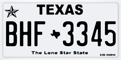 TX license plate BHF3345
