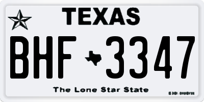 TX license plate BHF3347