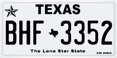 TX license plate BHF3352
