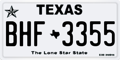 TX license plate BHF3355