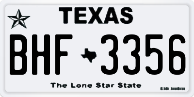 TX license plate BHF3356