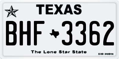 TX license plate BHF3362