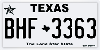 TX license plate BHF3363