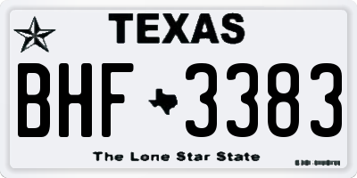TX license plate BHF3383
