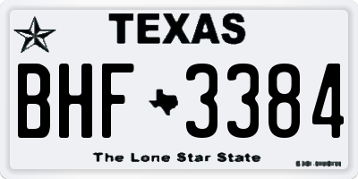 TX license plate BHF3384