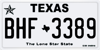 TX license plate BHF3389