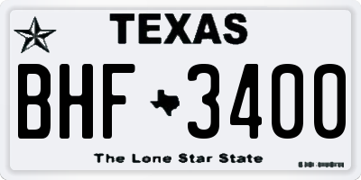 TX license plate BHF3400