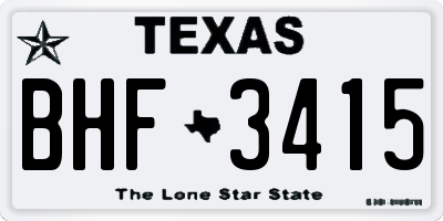 TX license plate BHF3415
