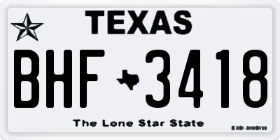 TX license plate BHF3418