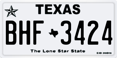 TX license plate BHF3424