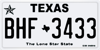 TX license plate BHF3433