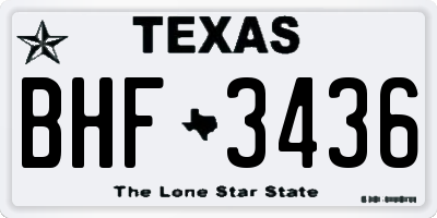 TX license plate BHF3436