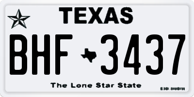 TX license plate BHF3437