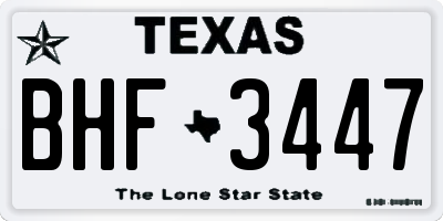 TX license plate BHF3447