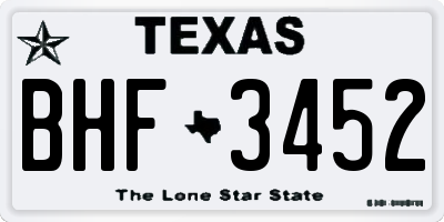 TX license plate BHF3452