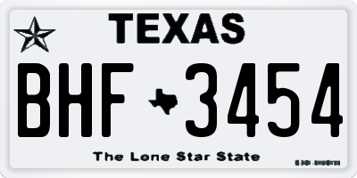 TX license plate BHF3454