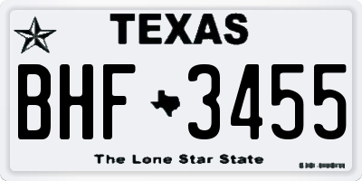 TX license plate BHF3455
