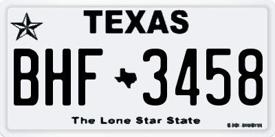 TX license plate BHF3458