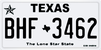 TX license plate BHF3462