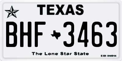 TX license plate BHF3463