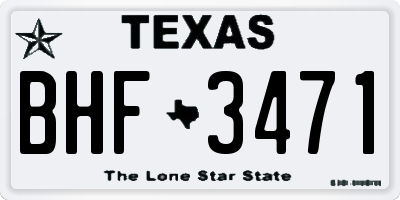 TX license plate BHF3471