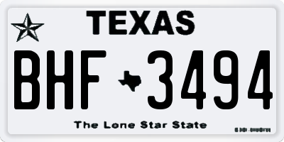 TX license plate BHF3494