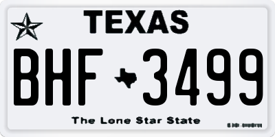 TX license plate BHF3499