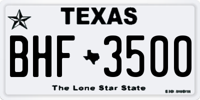 TX license plate BHF3500